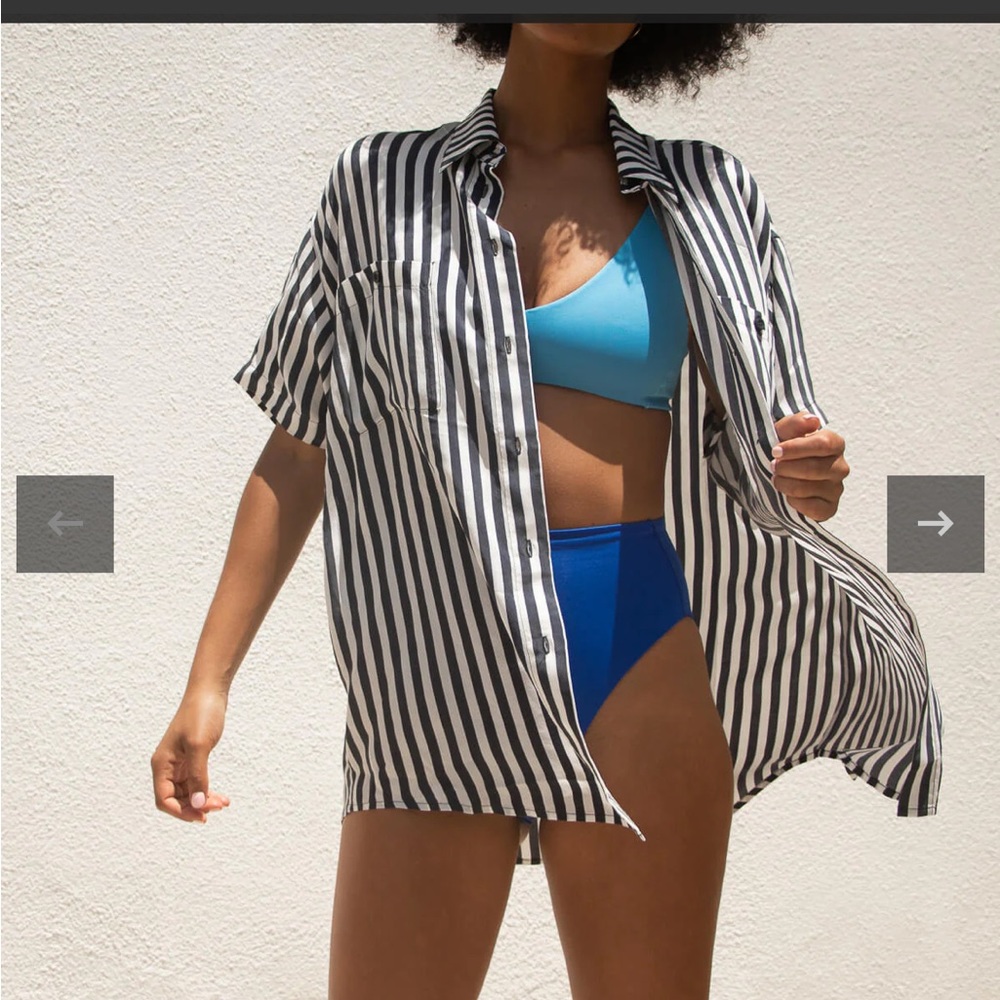 Left On Friday Black and White Striped Button Down Shirt